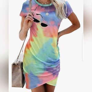 Bright tie dye rushed dress size small